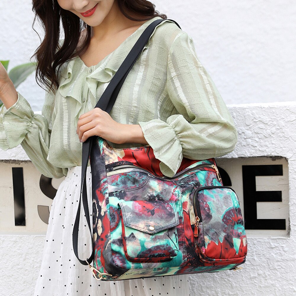 Woman Nylon Laptop Backpack Multifunctional Floral Zipper Soft Travel Bag Mochila Feminina School Bags For Teenage Girls