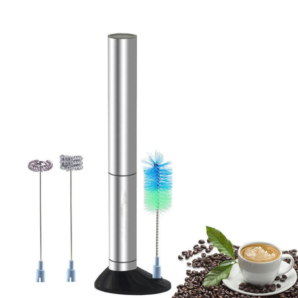 Electric Coffee Mixer Rechargeable Milk Shaker Maker Frother Foamer USB Charging Egg Beater Handheld Paint Mixer#F: Silver 2