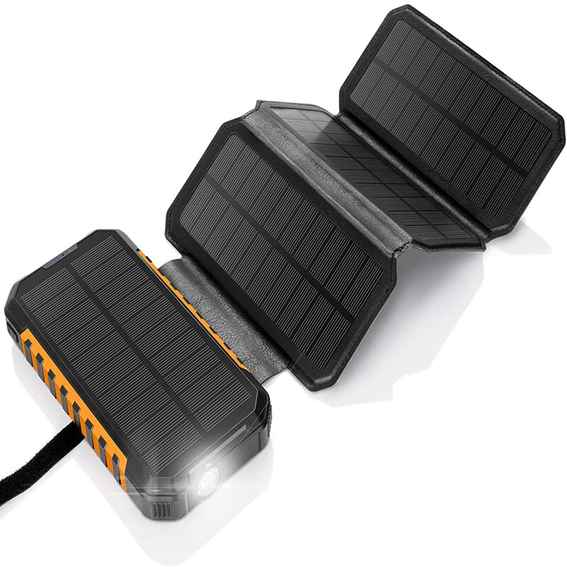 Solar Charger 26800Mah, draagbare 4 Panel 7.5W Hoge Efficiency Power Bank Met Ultra Heldere Led Licht En Zaklamp