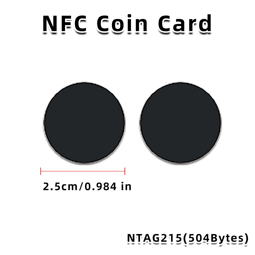Etiquetas Ntag 215 negras, pegatinas RFID disponibles para teléfono NFC, etiqueta adhesiva NFC Ntag215, etiqueta autoadhesiva de 13,56 MHz, pegatina ISO14443A