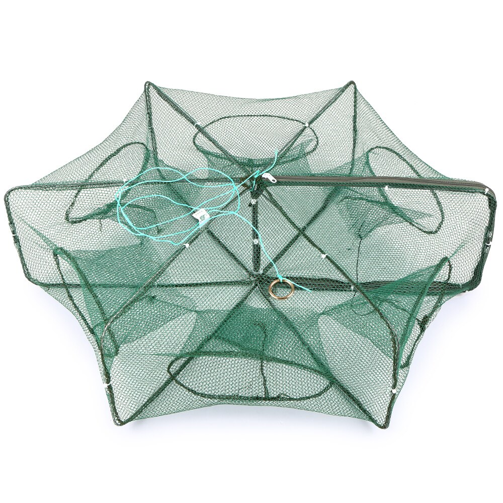 Filet de pêche pliable hexagone 6 trous filet de pêche piège à écrevisses piège à crabe méné appâts filet à mailles pour la pêche à la carpe: 6 holes