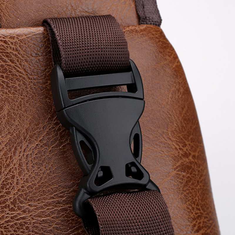 Mini USB Interface Plenty of Space Mens Casual Bag Outdoor Sling Bag Travel Day Pack PU Leather Chest Bag Crossbody Bag