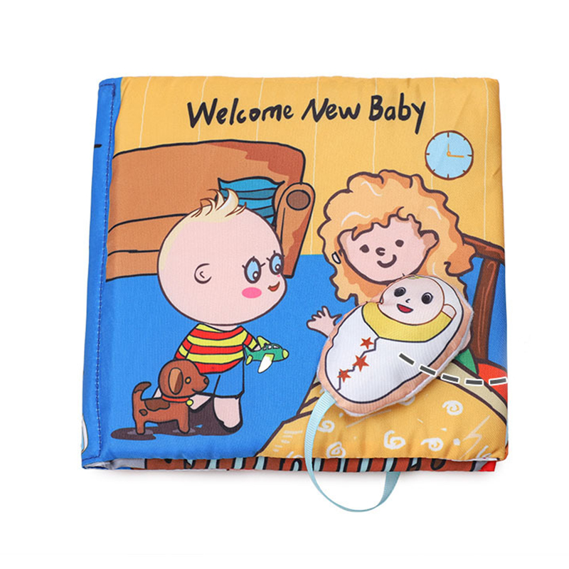 Spædbørn baby klud bog med bad potte baby bog legetøj 0-3 år gammel uddannelse aktivitet bøger børn erkende læse puslespil bog legetøj: Velkommen ny baby -427