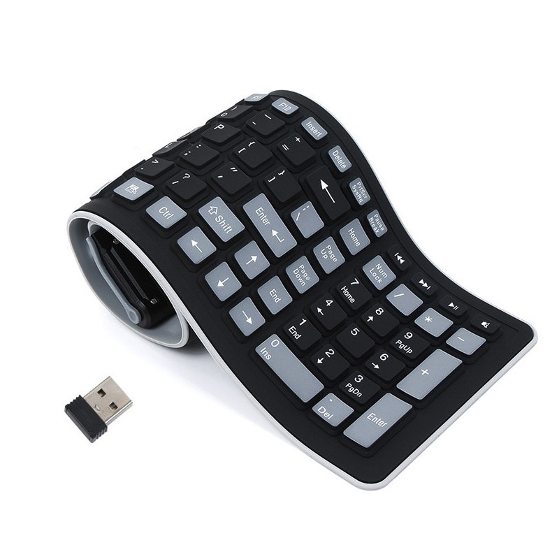 Portable USB Silicone Keyboard For Laptop PC Flexible Waterproof Foldable Keyboard Wireless Soft Keys Mini Cover Notebook