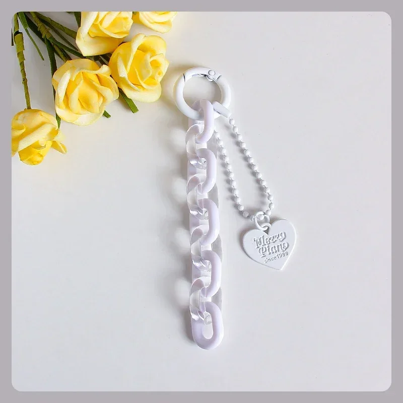 Porte-clés en forme de cœur, dessin animé doux, pendentif, chaîne créative, sac à la , accessoires de décoration suspendus,: Or