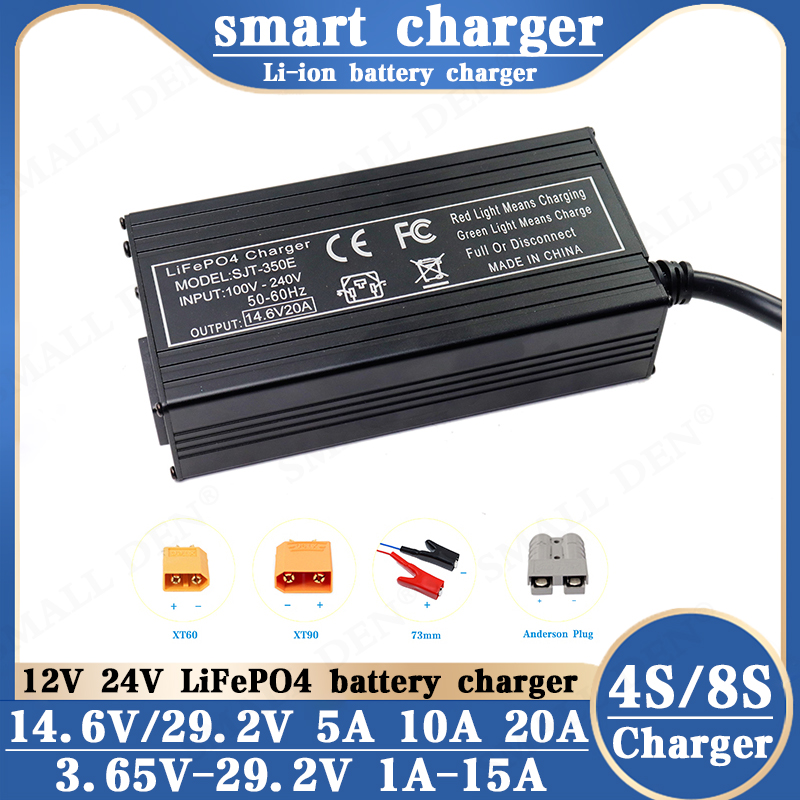 12v batterilader 14.6v 5a 10a 20a lifepo 4 lader 12v 24v hurtigladende litiumbatterilader til bil 12.8v høystrømsadapter