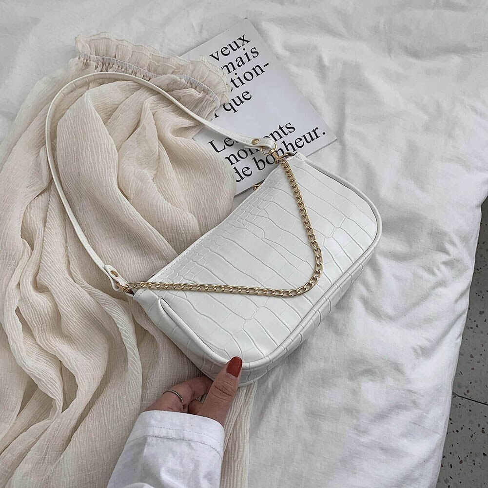 Crocodile PU Leather Women Handbags Solid Retro Female Shoulder Bags Casual Ladies Totes Bags femmes sacs à bandoulière: 2