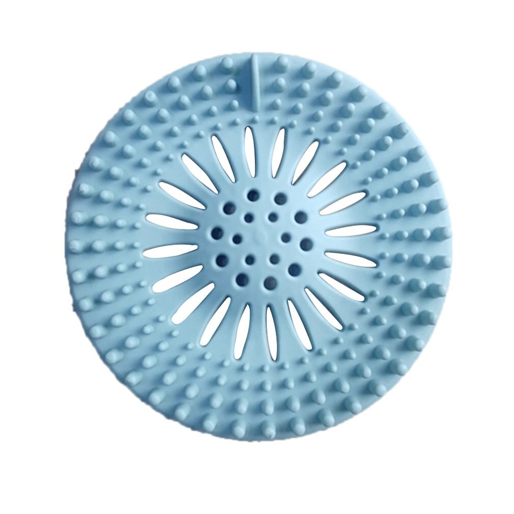 Runde gulvafløbsmåtte dækselpropp vandfilter brusebadafdækning vaske filter filter hårpropp til badeværelse køkken: Blå
