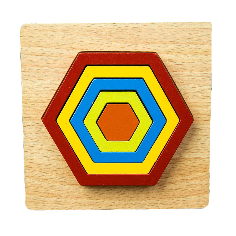 DIY 3D Wooden Puzzle Geometric Shape Jigsaw Intelligence Develop Montessori Educational Toys For Children Kids Baby: H