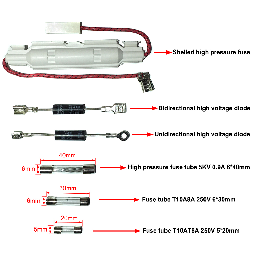 Piezas de horno de microondas, fusible de alta presión unidireccional, diodo bidireccional para LG, , 6 unids/lote