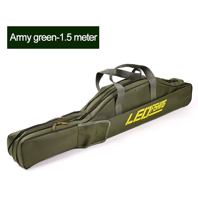 100/150Cm 2 Layer Opvouwbare Multifunctionele Vissen Zakken Hengel Reel Lokken Zakken Visgerei Zakken pouch Holder Tassen: 1.5m Army green