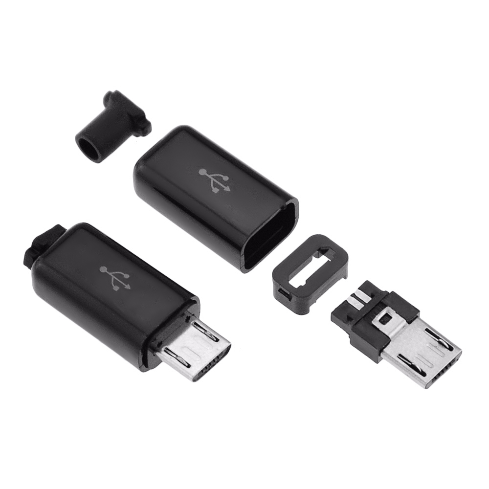 Conector macho Micro USB 4 en 1, conector negro/blanco, interfaz de línea OTG de datos de soldadura, accesorios de cable de datos DIY, 10 Uds.
