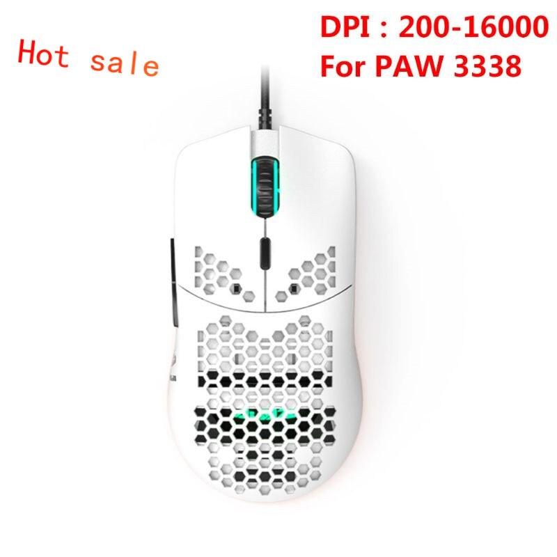 Ajazz AJ390 Lichtgewicht Bedrade Muis Hollow-Out Gaming Mouce Muizen 6 Dpi Verstelbare 7Key: PAW3338  White