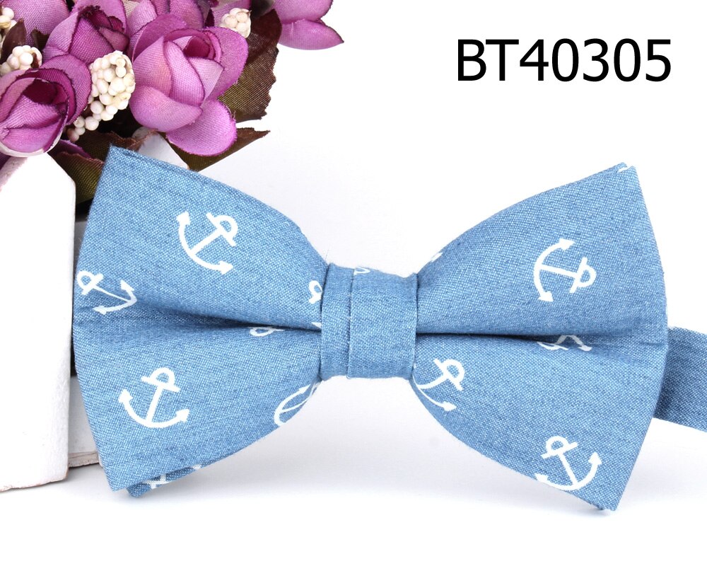 Jeans Bow tie For Groom Denim Bow tie For Men Women Bow knot Adult Wedding Bow Ties Cravats Blue Groomsmen Floral Bowtie: BT40305