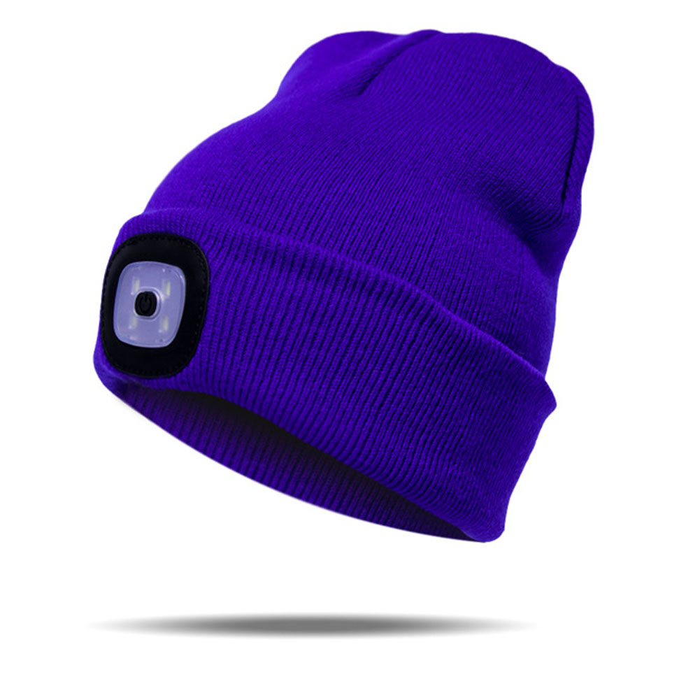 Led lys hat unisex efterår vinter udendørs fiskekasket løb strikket hue hue klatre pullover kasket til camping