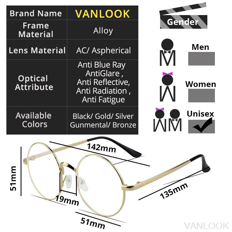 Round Glasses Transparent for Screen Computer Lenses Metal Frame Eyeglasses Women Men Anti Blue Ray Oculos De Grau Spectacles