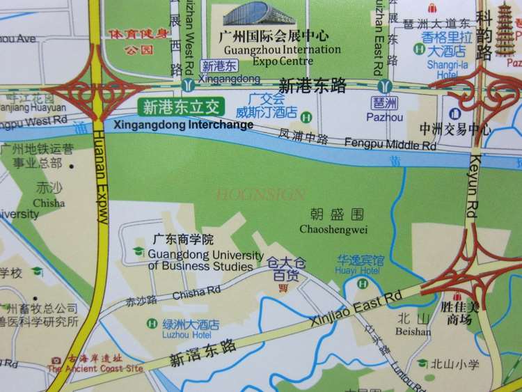 Guangzhou Guangdong chiny mapa chińskie i angielskie miasta obszar miejski przewodnik turystyczny mapa wodoodporna składana jazda na rowerze pieszy