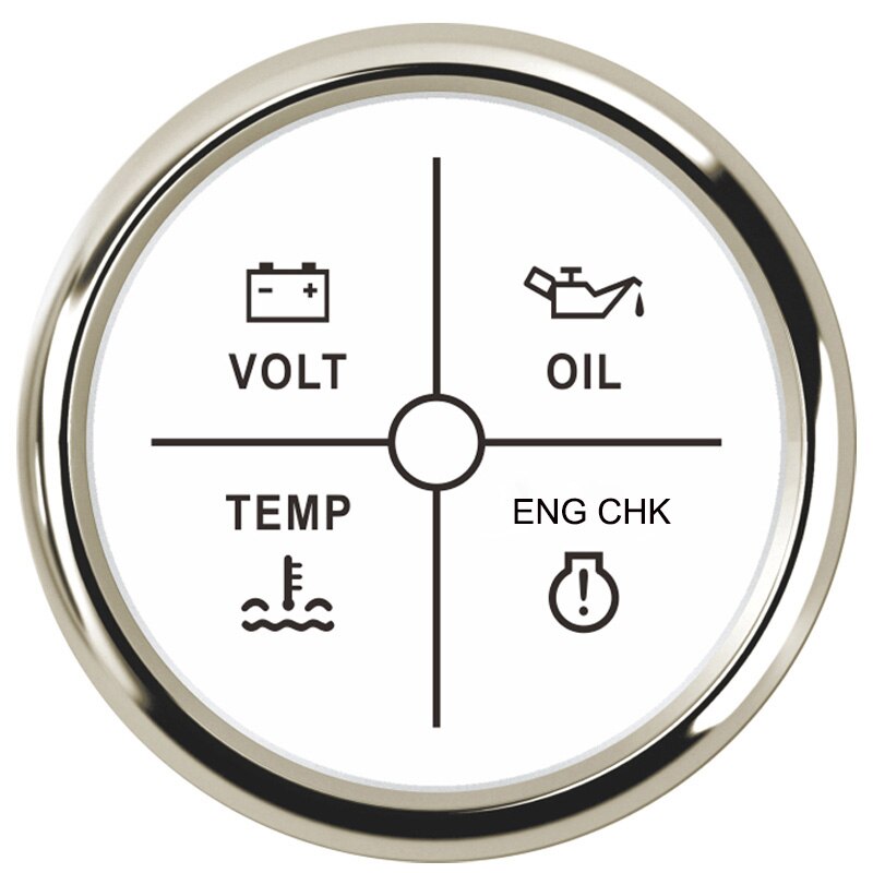 52Mm 4 Led Alarm Gauge Meter Water Temperatuur Volt Olie Druk Check Engine Indicator Water Temp Gauge Voor Auto boot Marine: WS