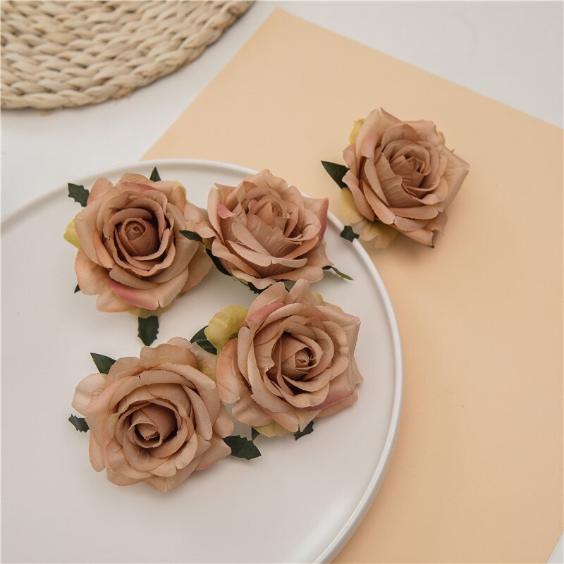 50 stk/parti kunstige rosen blomsterhoved 7cm europæiske retro silkeblomst bryllup blomster væg blomster fest hjemme dekorativ: 5