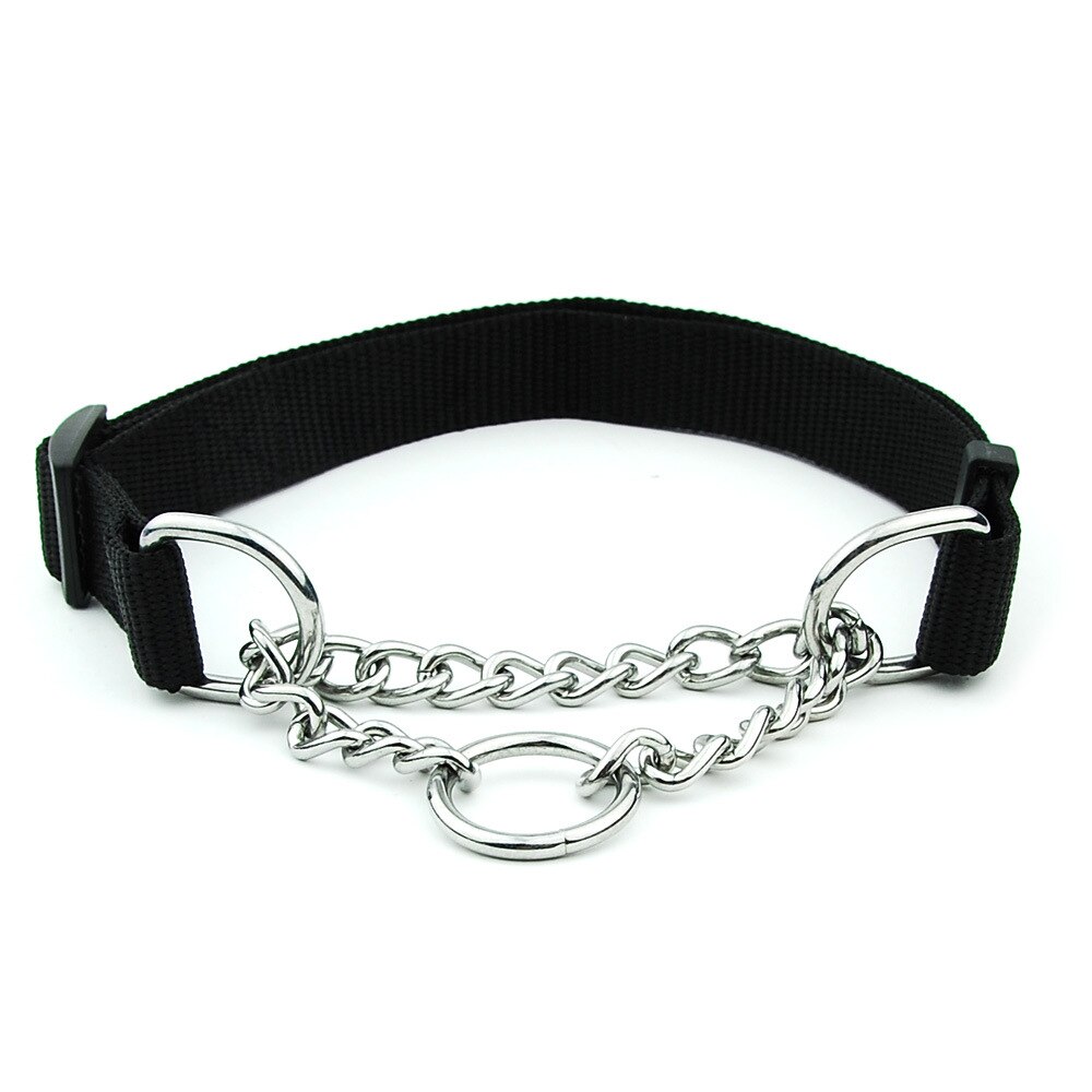 2022 Nylon Halsband Met Gelaste Link Chain Pet Halsbanden Honden Training Accessoires Maat Verstelbaar Ketting