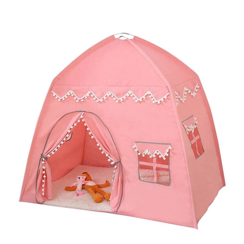 Children Play Tent Large Space Foldable Play House Princess Castle Cabin Tent For Kids Birthday Christmas: Roze