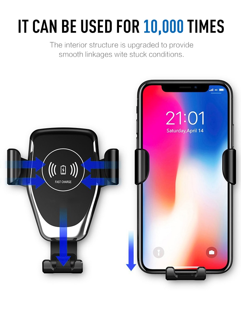 Qi Drahtlose Auto Ladegerät für iPhone 11 Pro XS Max XR X 8 7 Schwerkraft Telefon Halter 10W Schnelle auto Drahtlose Ladegerät für Samsung S10 S9