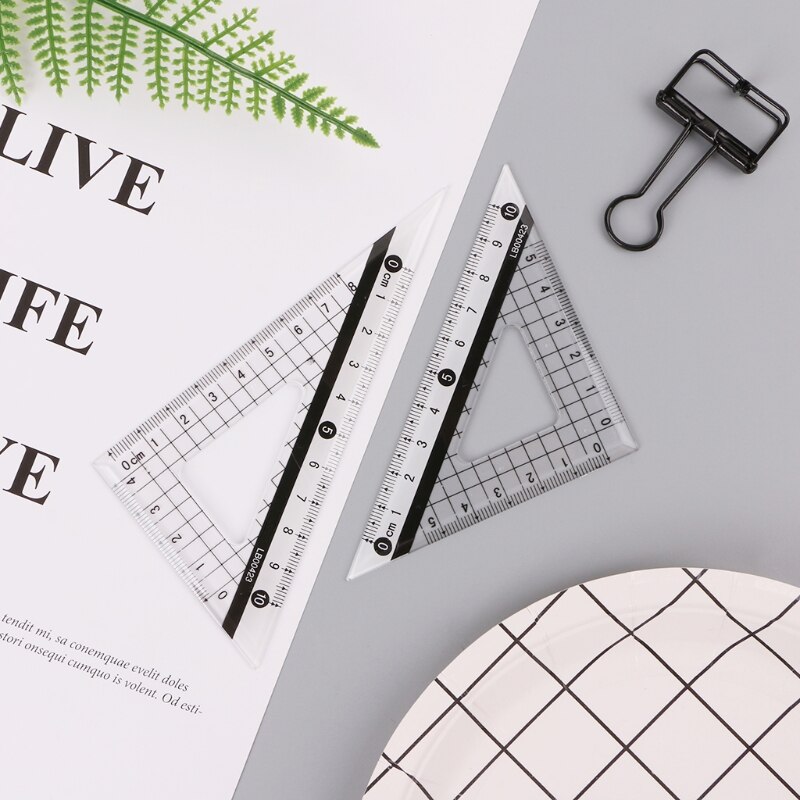 4Pcs Student Drawing Squares Triangle Ruler Protractor Maths Geometry Stationery