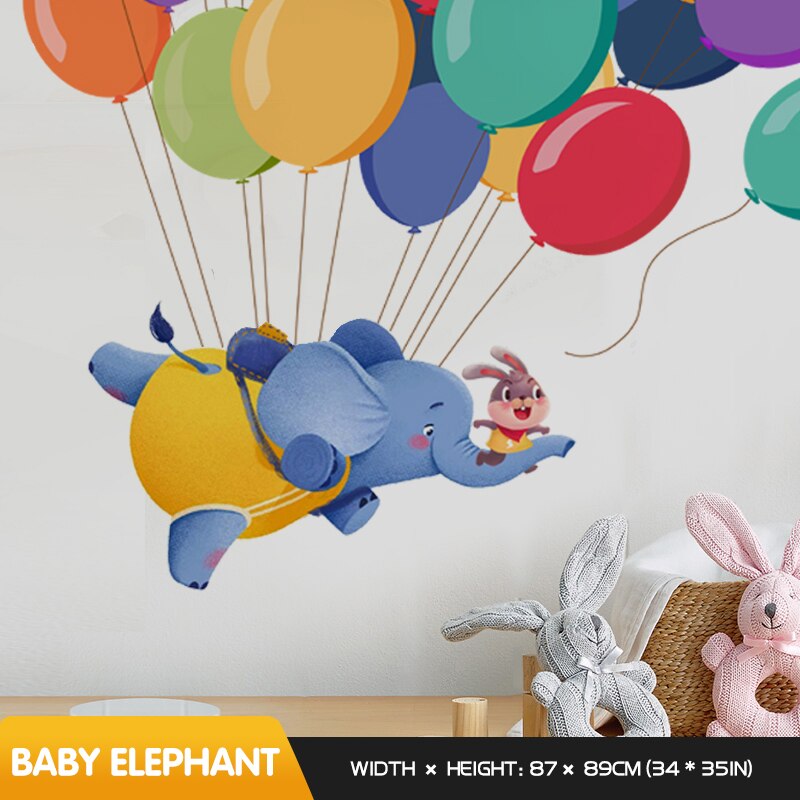 Tecknade väggklistermärken söt dinosaurie barnrum vardagsrum väggdekor klistermärken självhäftande barnrum dekoration: Baby elefant