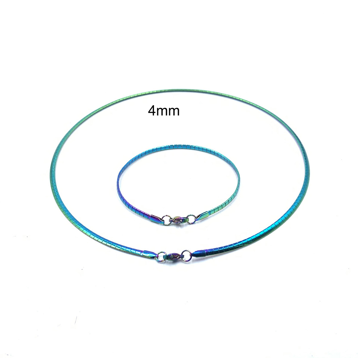 Collier ras du cou en acier inoxydable pour femmes, 4MM, coloré, bijoux Torques, chaîne serpent, ensemble de bracelets, pour filles: SET