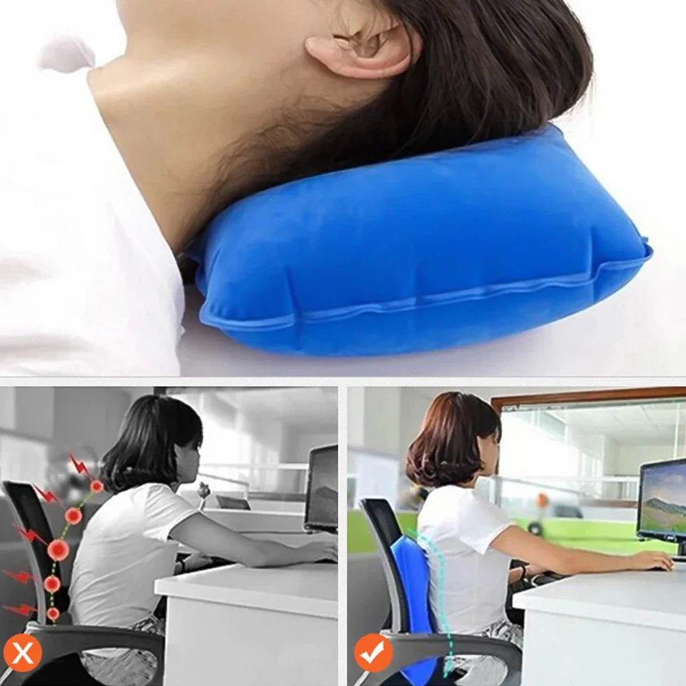 Lentokoneen niskatuki ultrakevyt taitettava nailonista valmistettu puhallettava tyyny retkeilyteltta nukkumistyyny matkailu ranta auto mukavat tyynyt