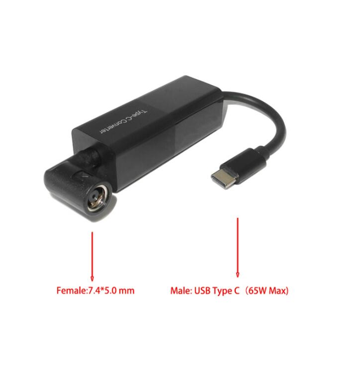 Usb Type C Converter Power Adapter Male Dc Jack Plug to 5.5*2.1 4.0*1.7 7.4*5.0 4.5*3.0mm Female 65W Adapter for Laptops: 7.4-5.0mm Female