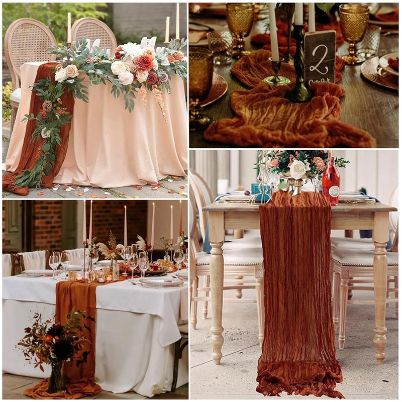 90 x 400cm halvtransparent gasbinda bordslöpare matsal vintage bröllop brud jul banketter fest valv tårtdekoration