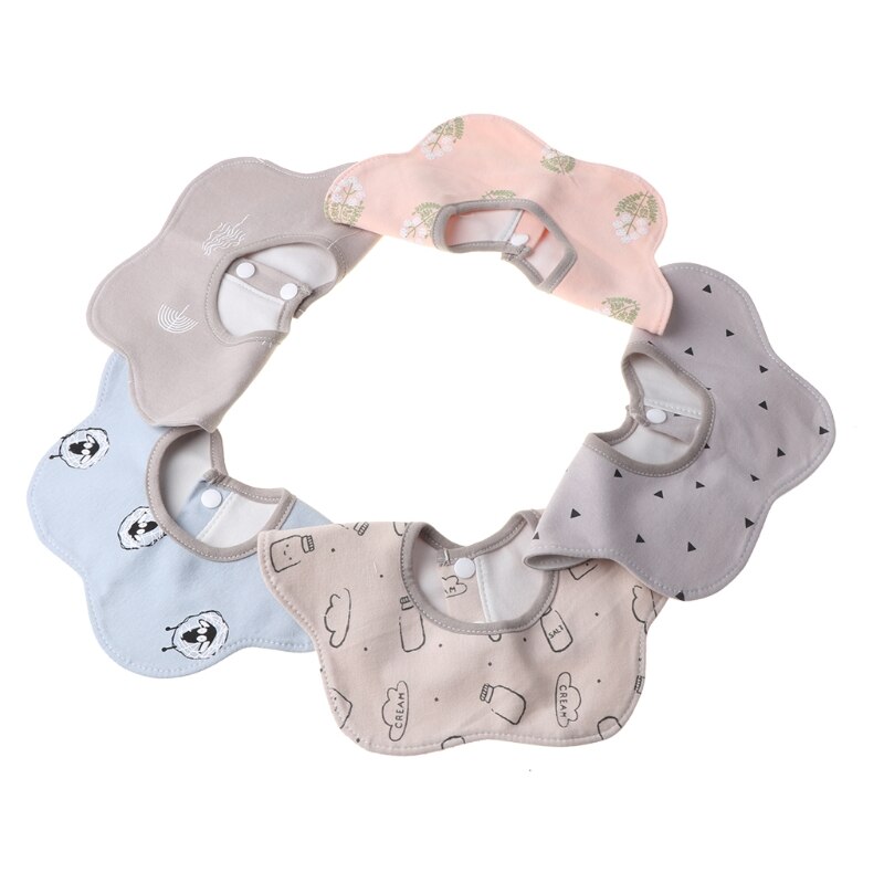 Baberos de flores impermeables para bebé recién nacido, toalla de Saliva giratoria de 360 grados, paños de alimentación para eructos, Algodón puro, 5 unids/set por juego: 2