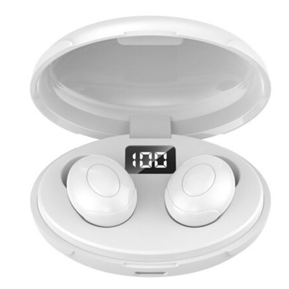 T5 Wireless Headset Batterij Display Draadloze Binaural Stereo Headset Draagbare Waterdichte Sport Headset: White