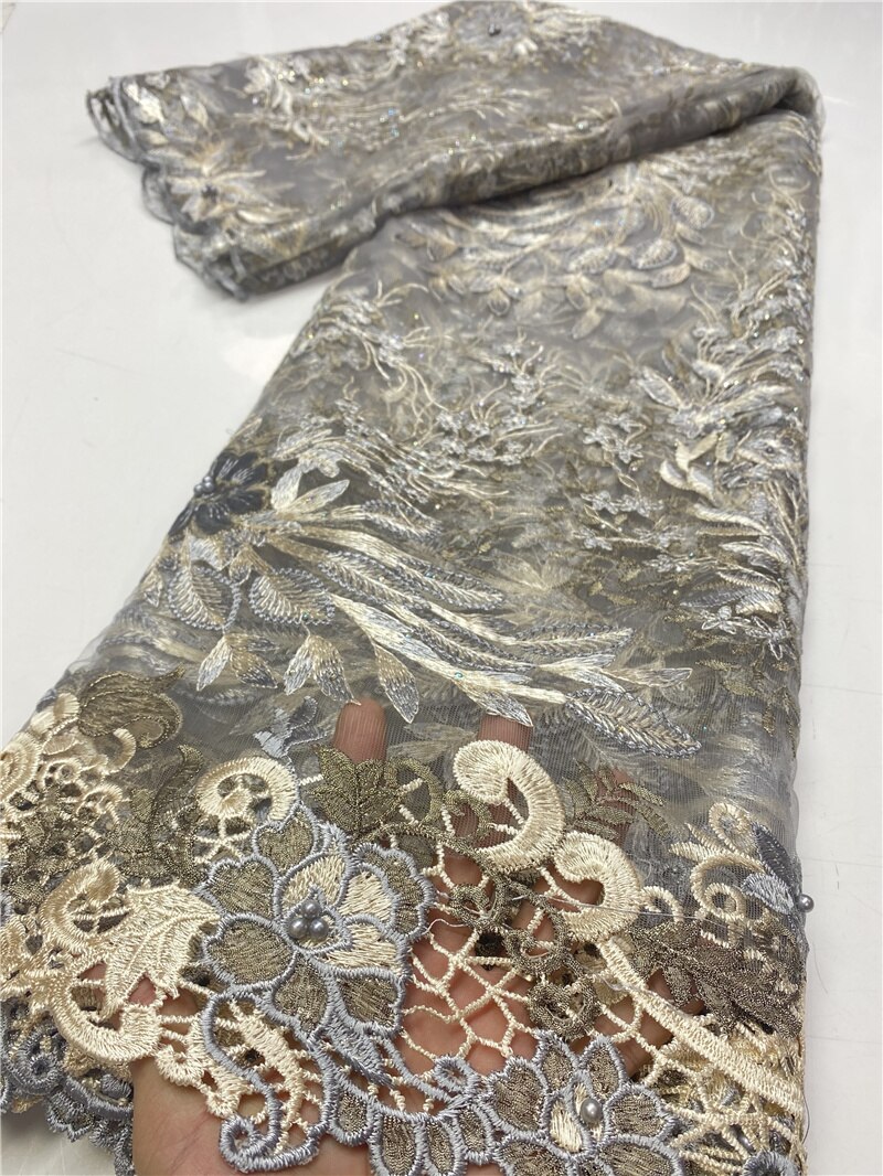African Lace Fabric Beaded Lace French Lace Fabric Sewing Nigerian Lace Fabrics For Wedding Sewing YA3651B-6: Picture 5