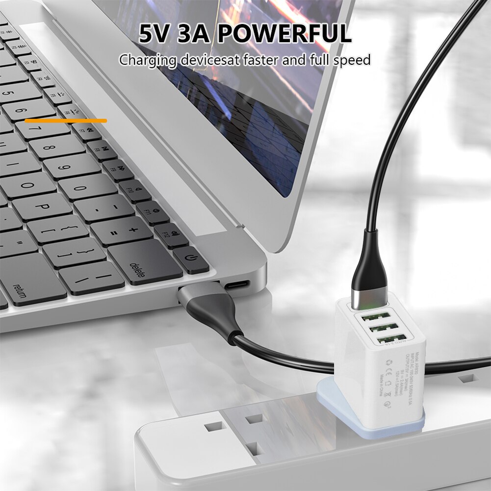 5V 2.4/3A Uk Plug 1/4 Usb-poort Adapter Mobiele Telefoon Lader Apparaat Quick Lading Qc 3.0 mobiele Telefoon Oplader Fast Charger
