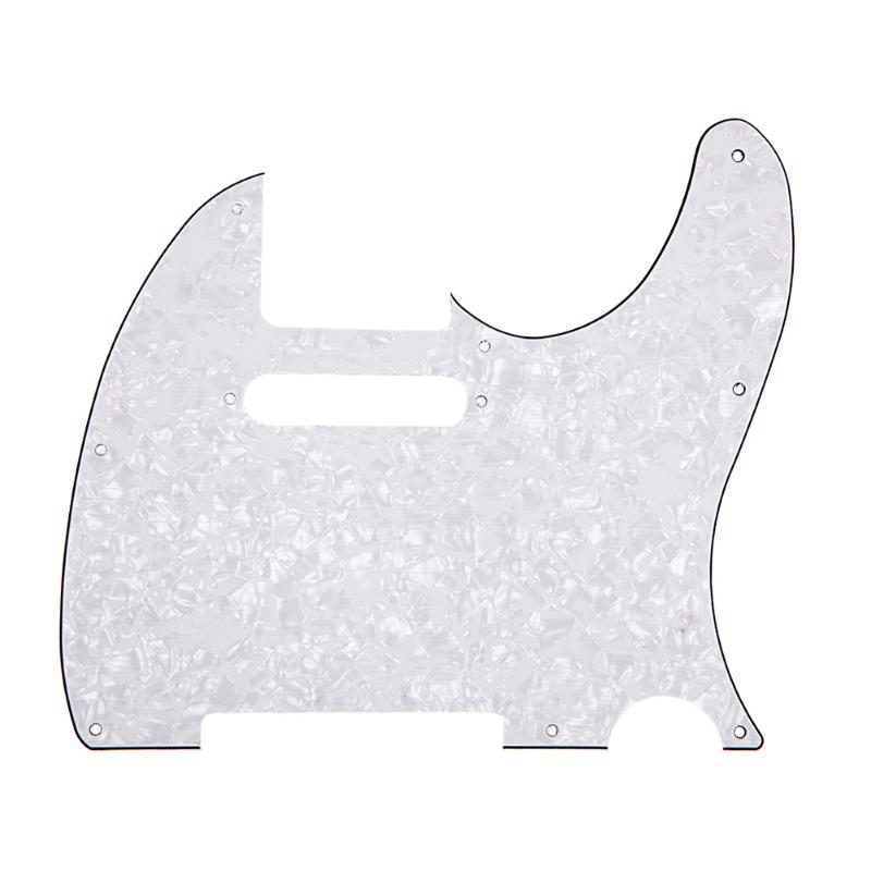 3Ply Electric Guitar Aged Pearloid Pickguard High Gloss Tele Style Pickguard: White Pearl