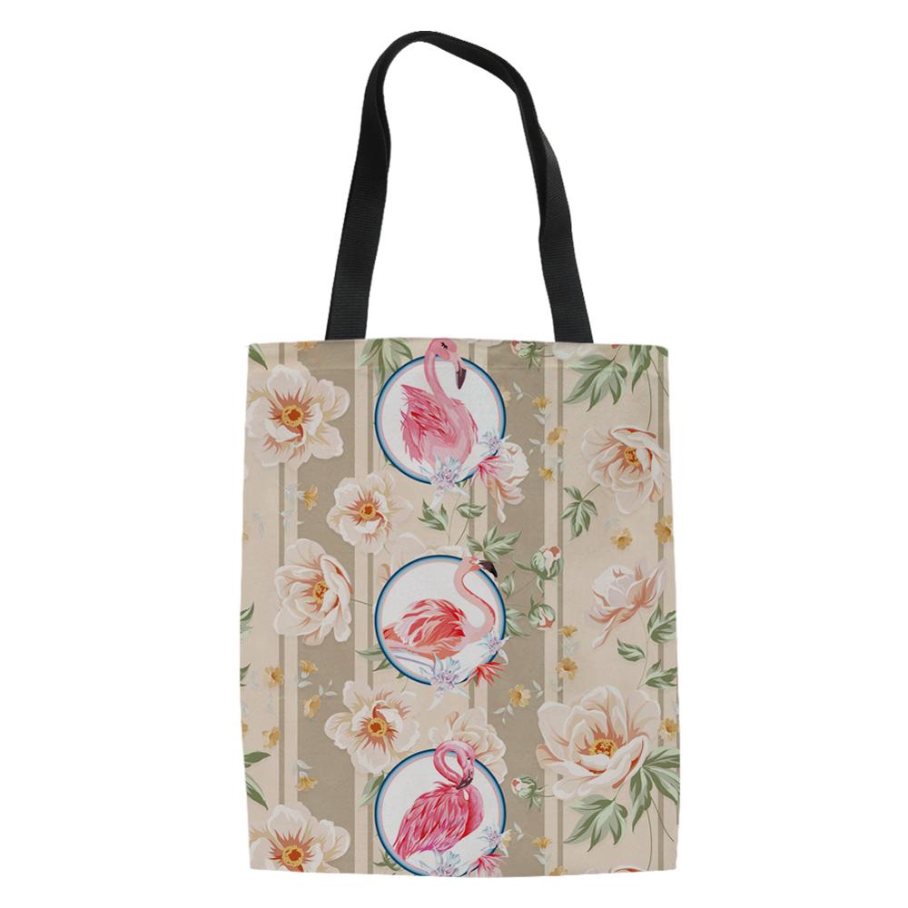 Haoyun dames linnen tassen cartoon flamingo prints patroon boodschappentas meisjes handtas katoenen dame coole canvas boodschappentassen