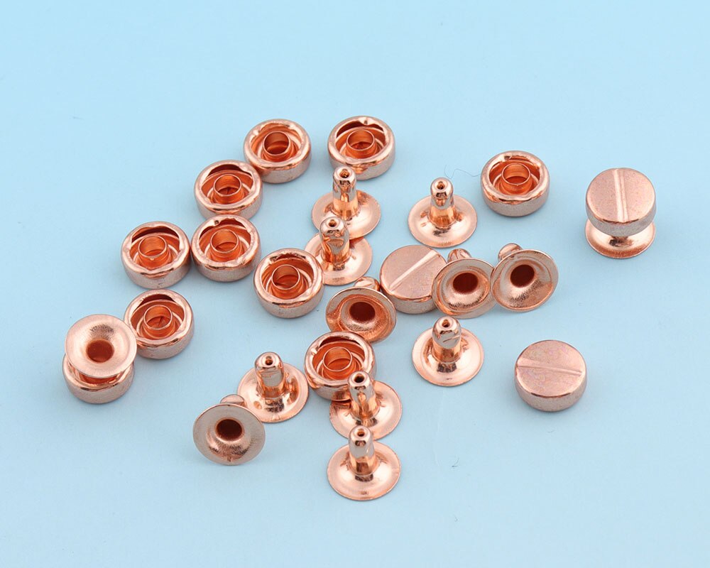 50 Stuks 9*8 Mm Rose Goud Klinknagels Metalen Knoppen Rapid Rivet Rechthoek Klinknagels Voor Leer Craft Purse Begrippen studs Voor Tas/Kledingstuk