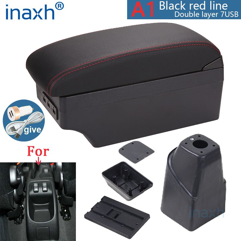Para PEUGEOT 206 reposabrazos Interior piezas compartimento de reposabrazos para coche modificación Caja de almacenaje de piezas de accesorios de coche Interior con USB LED
