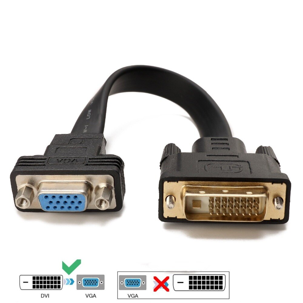 DVI D VGA cable Active DVI-D Dual Link 24+1 male to VGA Female Video with Flat Cable Adapter Converter 1080P For Projector TV
