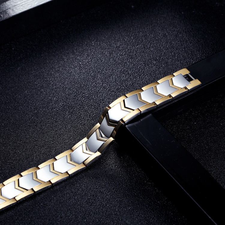 ARADOO Pulsera magnética de acero de titanio para hombres Pulsera de minerales de acero inoxidable de joyería