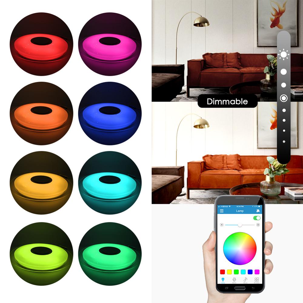 LED Ceiling Light Bluetooth RGB Smart Music Dimmable Lamp AC 220V 240V Living Room Home Decor Party 36W 40W APP Remote Control