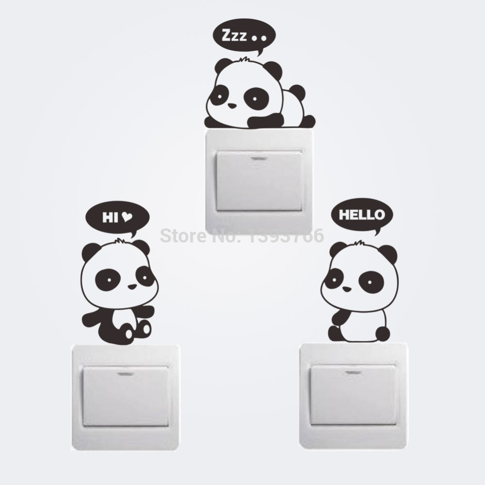 Hello Hi Slaap Panda Schakelaar Koelkast Muurstickers Voor Kinderkamer Muurstickers Home Decoratie