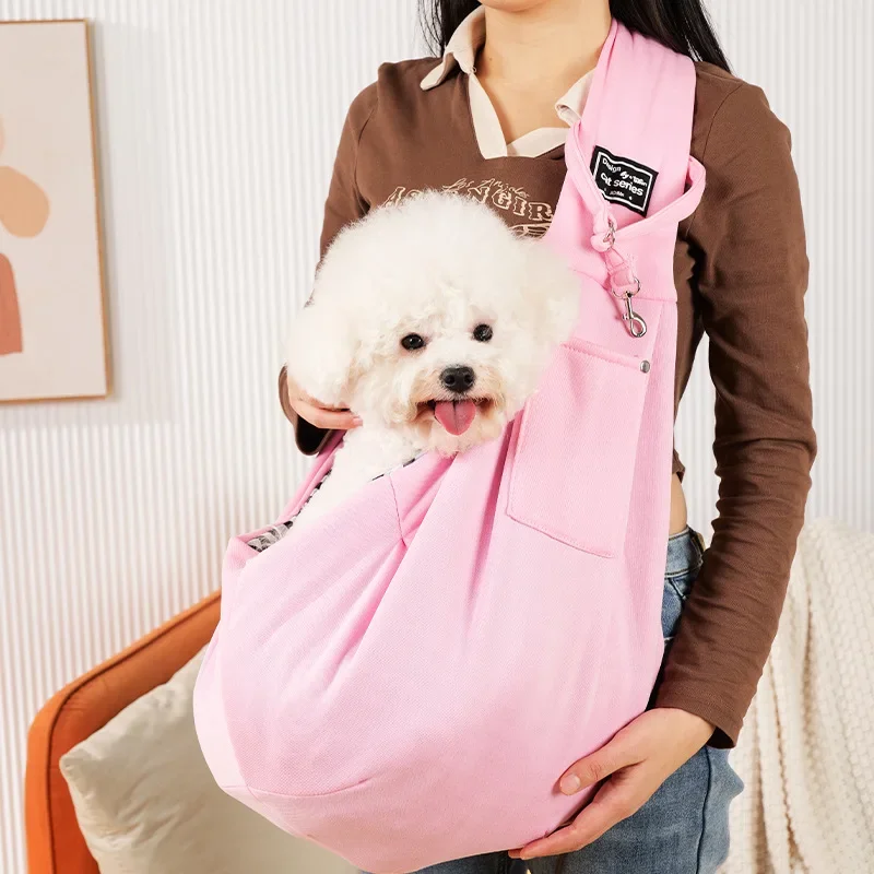 Pet Outdoor Portable Dog Backpack Teddy Pomeranian Small Dog Travel Crossbody Bag Mesh Breathable Cat Bag Chest Back Cat Bag: WHITE