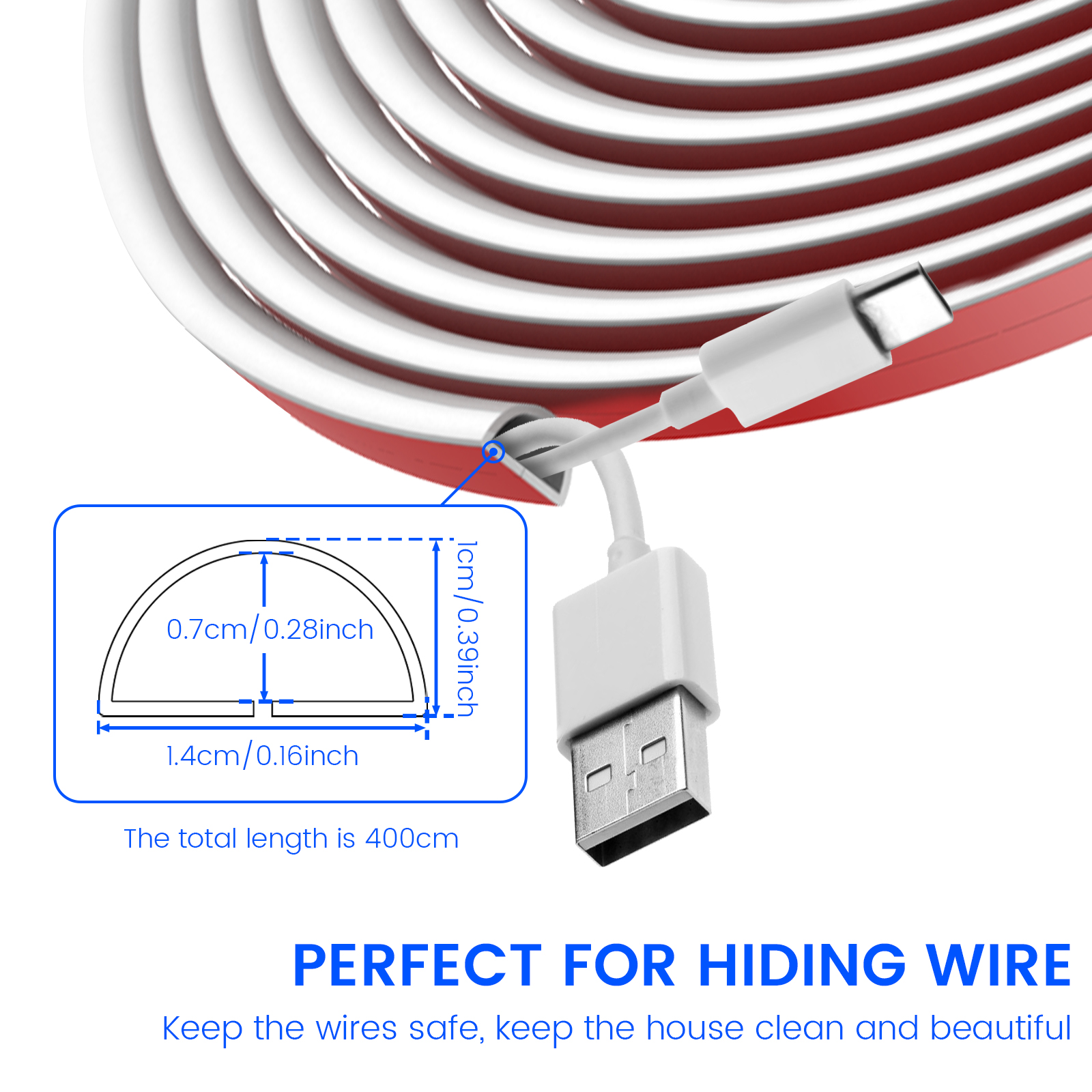 4/6/8 m Floor Cord Cover Floor Cable Sheaths PVC Flexible Electrical Conduit Cable Protectors Self-adhesive Cable Hiders