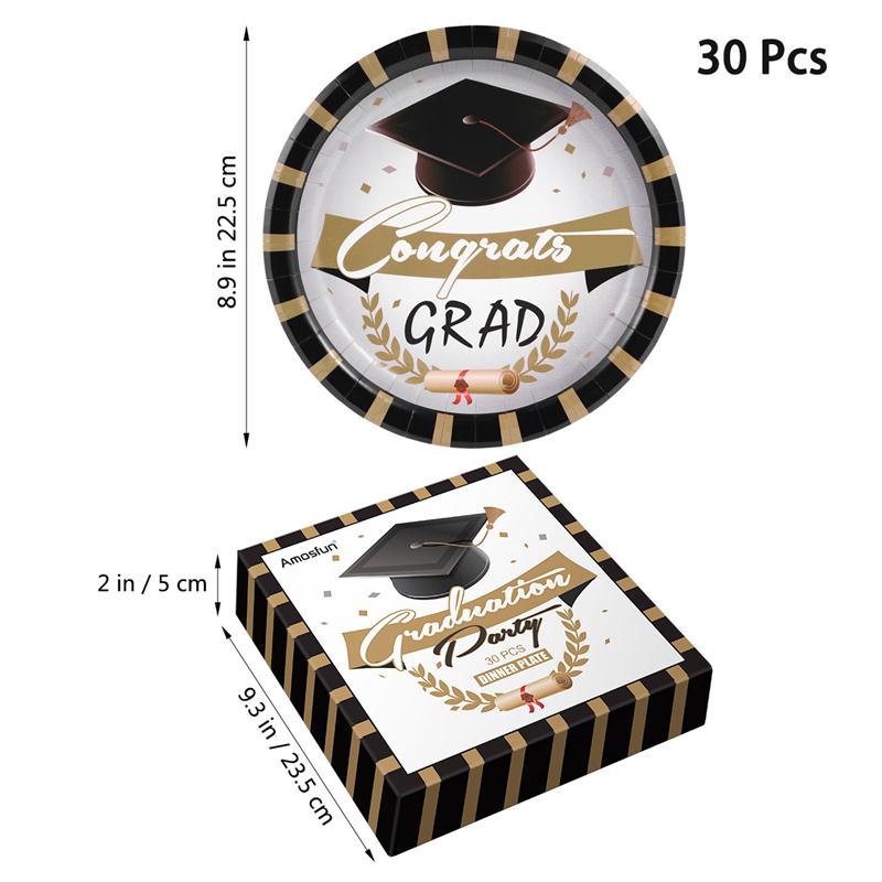 Amosfun 30 stuks ronde wegwerp papieren borden feestbenodigdheden dinerborden wegwerpborden papieren borden afstudeerfeestbenodigdheden