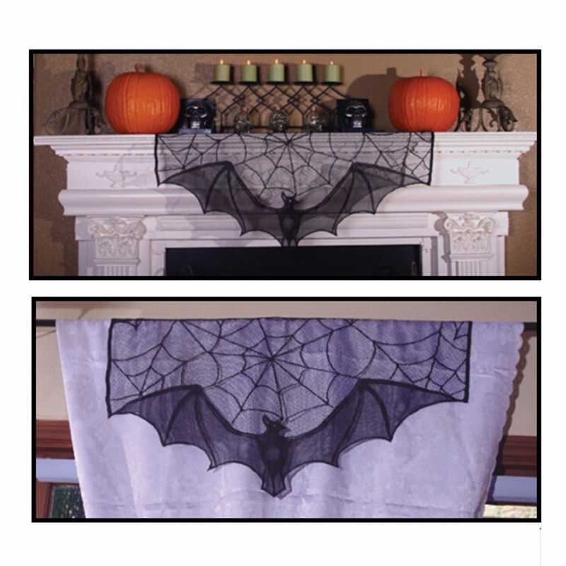 Halloween Party Black Lace Spiderweb Table Cloth Table Covers Window Hanging Horror Halloween Party Decoration