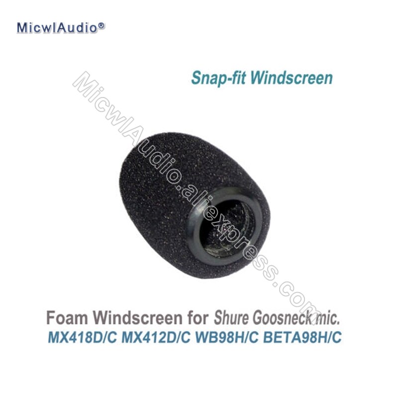 2 X Zwarte Spons Snap-fit Vorm Windschermen Voor Shure MX418D/C MX412D/C WB98H/C BETA98H/C Instrument Zwanenhals Microfoon