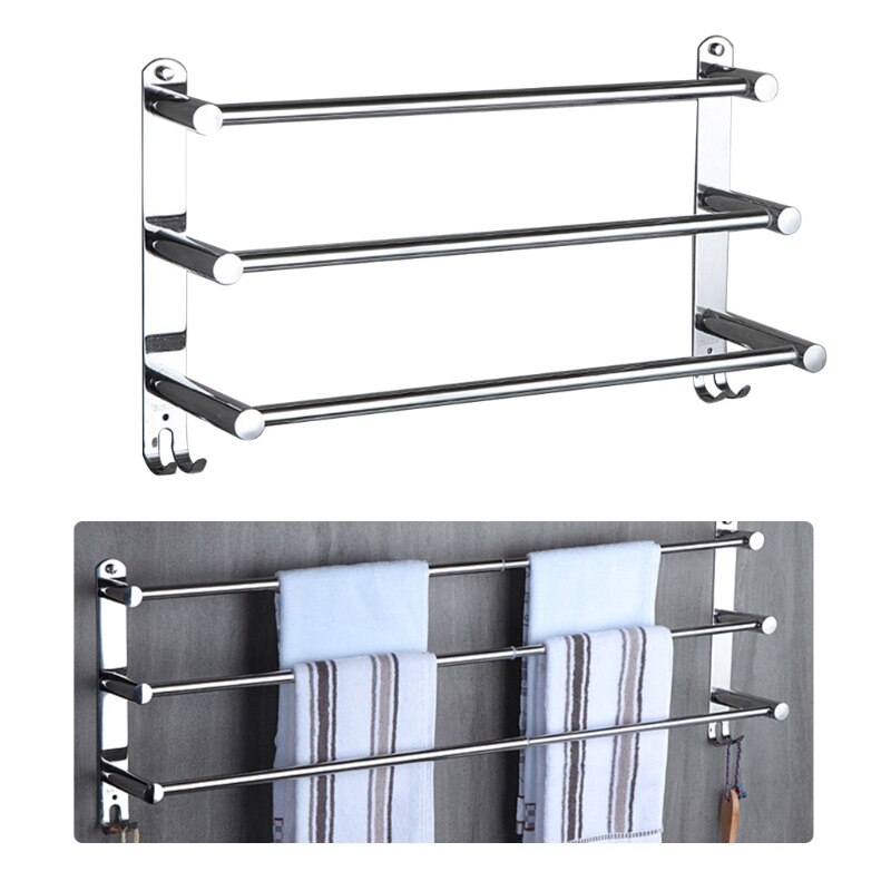 Toallero extensible de acero inoxidable ajustable, estante de baño flexible de 3 niveles, soporte de pared para colgar toallas de mano: 1 Stretchable